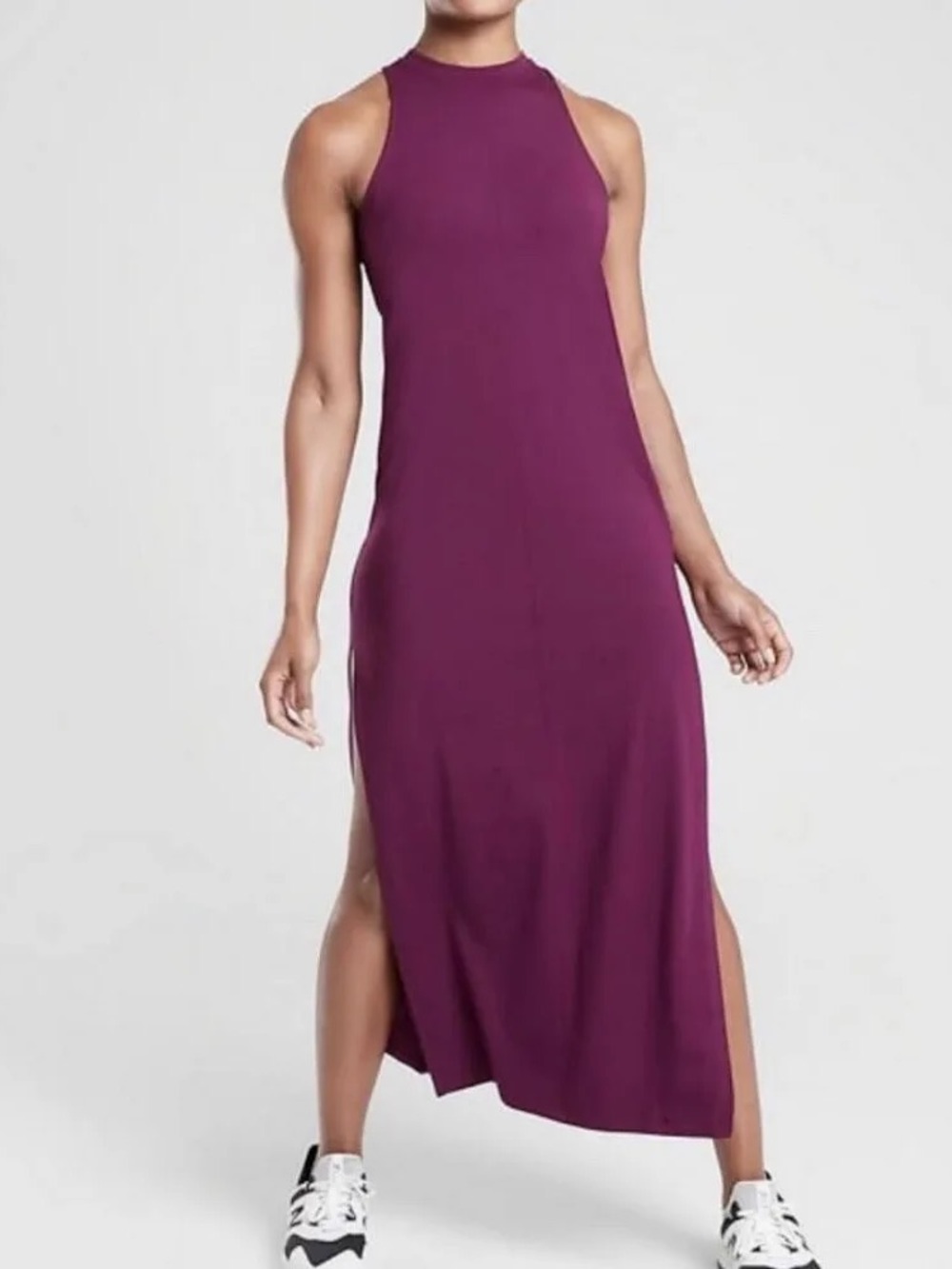 Athleta women’s maxi dress with side slit, size medium